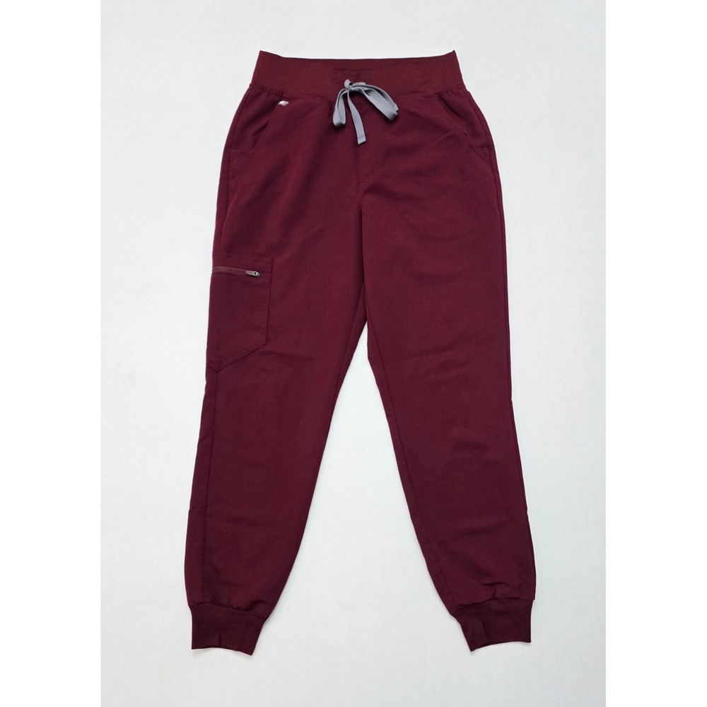 FIGS HW Zamora Jogger Scrub Pants Womens Small/P 6 Pocket Burgundy W22SW2012P